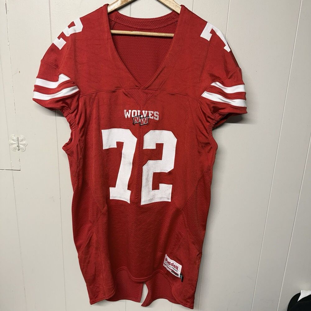 Riddell Stitched Red Football Jersey 72 Wolves NW Mens 2XL Sewn Mesh Shirt Y2K